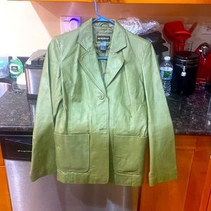 Olive green leather jacket